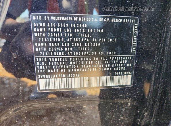 3VVNB7AX7RM187379 2024 VOLKSWAGEN TIGUAN Black Widok wnętrza 360 stopni