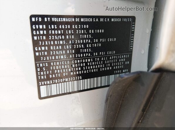 3VVNX7B20PM323725 2023 VOLKSWAGEN TAOS Белый Вид подкапотного пространства