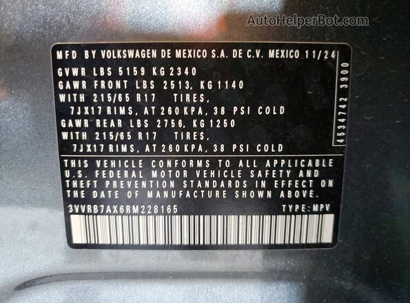 3VVRB7AX6RM228165 2024 VOLKSWAGEN TIGUAN Gray 