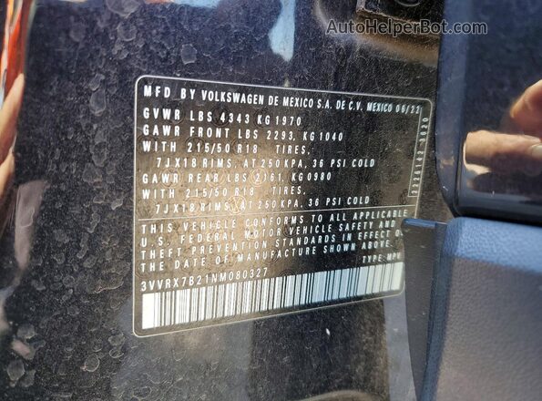 3VVRX7B21NM080327 2022 VOLKSWAGEN TAOS Black Widok naklejki z numerem VIN