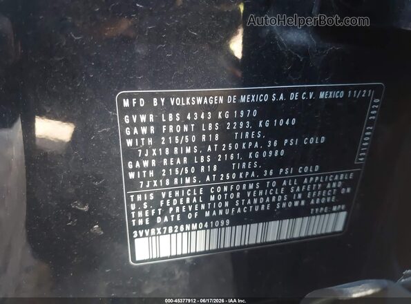3VVRX7B26NM041099 2022 VOLKSWAGEN TAOS Black Widok komory silnika