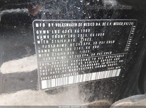 3VVSC7B21SM089103 2025 VOLKSWAGEN TAOS Black Вид підкапотного простору
