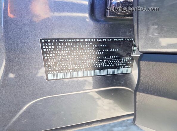 3VVSX7B22PM327133 2023 VOLKSWAGEN TAOS Gray VIN sticker view