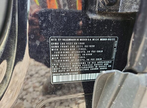 3VVSX7B28PM313382 2023 VOLKSWAGEN TAOS Black VIN sticker view