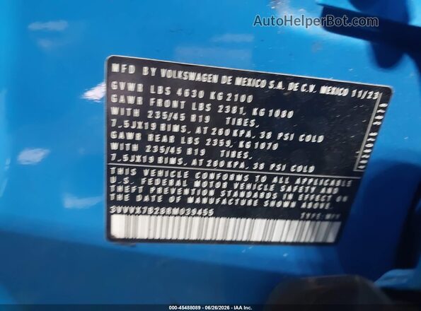 3VVVX7B28RM039455 2024 VOLKSWAGEN TAOS Blue Вид підкапотного простору