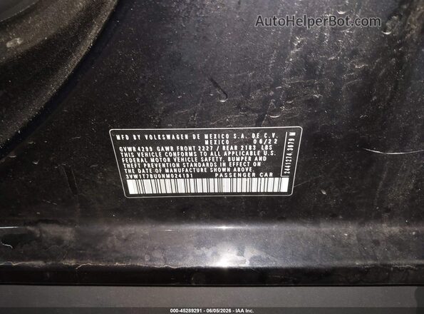 3VW1T7BU0NM024191 2022 VOLKSWAGEN JETTA Black ძრავის განყოფილების ხედი