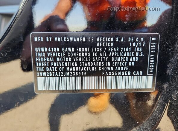 3VW2B7AJ2JM238916 2018 VOLKSWAGEN JETTA Black Вид підкапотного простору