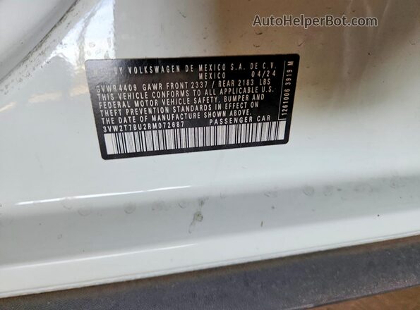3VW2T7BU2RM072687 2024 VOLKSWAGEN JETTA White ძრავის განყოფილების ხედი