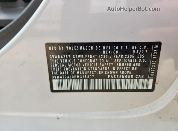 3VW4T7AJ0HM335807 2017 VOLKSWAGEN JETTA Gray ძრავის განყოფილების ხედი