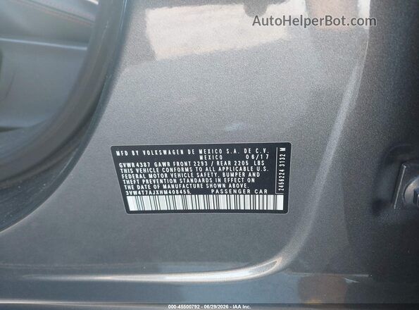 3VW4T7AJXHM408455 2017 VOLKSWAGEN JETTA Gray Engine compartment view