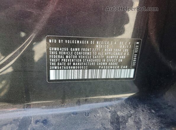 3VW547AU9HM060532 2017 VOLKSWAGEN GTI Charcoal Շարժիչի բաժամունքի տեսք