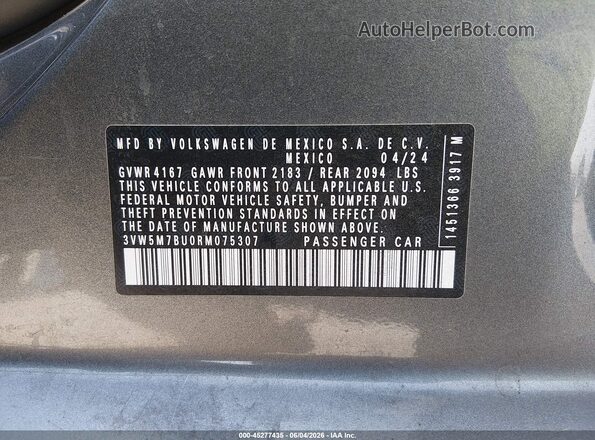 3VW5M7BU0RM075307 2024 VOLKSWAGEN JETTA Gray Vista del compartimento del motor