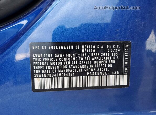 3VW5M7BU4RM094281 2024 VOLKSWAGEN JETTA Синий 