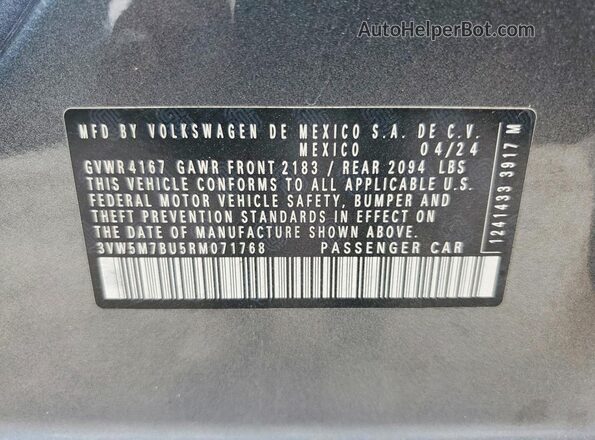 3VW5M7BU5RM071768 2024 VOLKSWAGEN JETTA Gray 