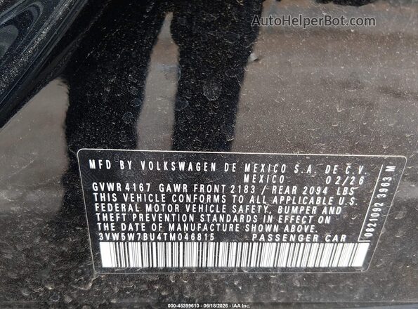 3VW5W7BU4TM046815 2026 VOLKSWAGEN JETTA Black Widok komory silnika