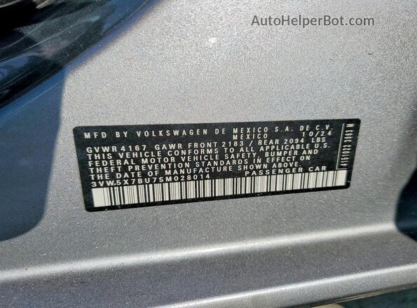 3VW5X7BU7SM028014 2025 VOLKSWAGEN JETTA Silver VIN კოდის სტიკერის ხედი