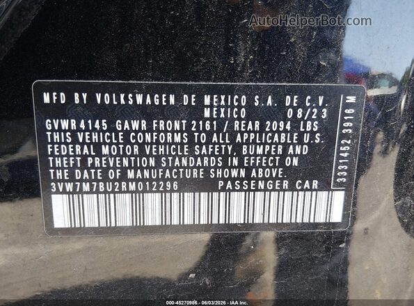 3VW7M7BU2RM012296 2024 VOLKSWAGEN JETTA Black Widok komory silnika