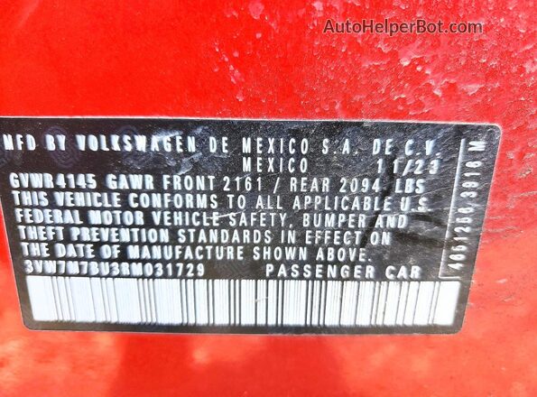 3VW7M7BU3RM031729 2024 VOLKSWAGEN JETTA Red ძრავის განყოფილების ხედი