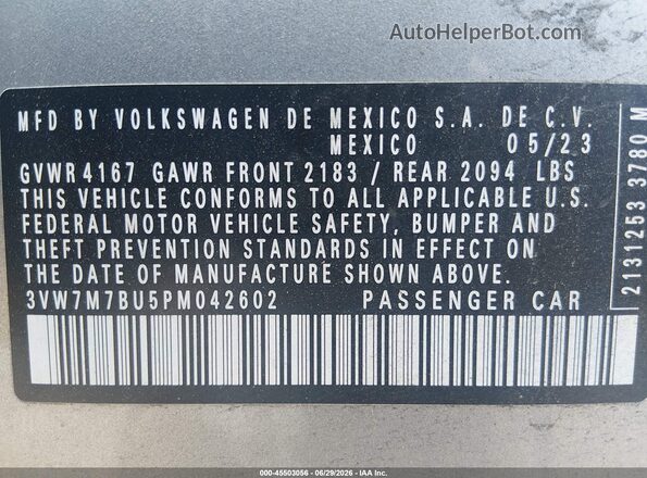 3VW7M7BU5PM042602 2023 VOLKSWAGEN JETTA Silver Engine compartment view