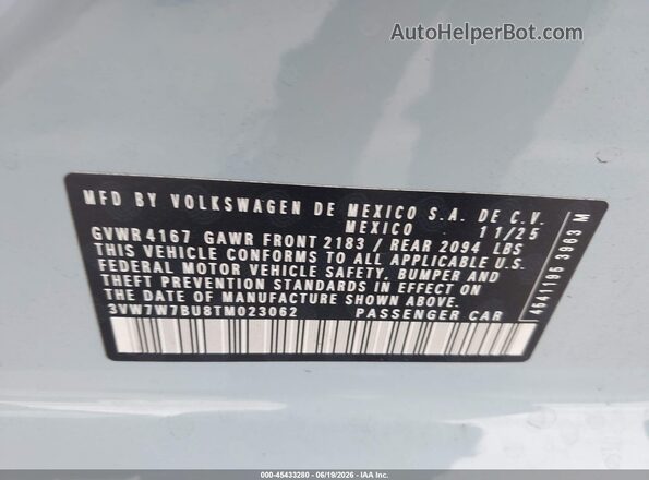 3VW7W7BU8TM023062 2026 VOLKSWAGEN JETTA Черный Вид подкапотного пространства