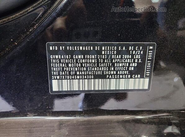 3VW7X7BU4SM034300 2025 VOLKSWAGEN JETTA Black VIN კოდის სტიკერის ხედი