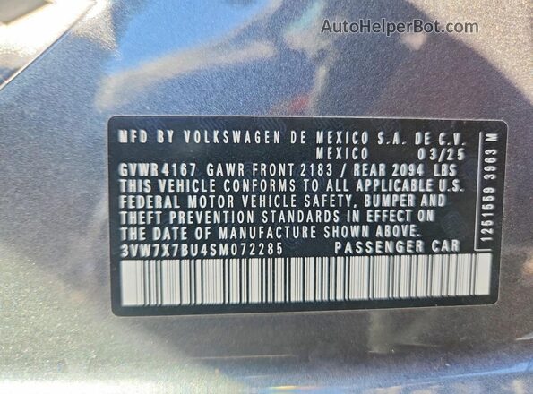 3VW7X7BU4SM072285 2025 VOLKSWAGEN JETTA Gray Вид підкапотного простору