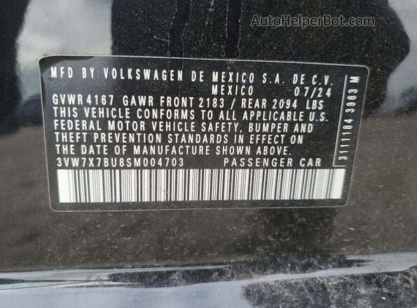 3VW7X7BU8SM004703 2025 VOLKSWAGEN JETTA Black 