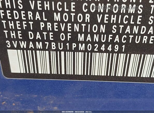 3VWAM7BU1PM024491 2023 VOLKSWAGEN JETTA Blue Vista del compartimento del motor