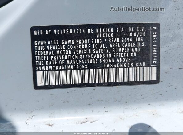 3VWBW7BU5TM010053 2026 VOLKSWAGEN JETTA Серый Вид подкапотного пространства
