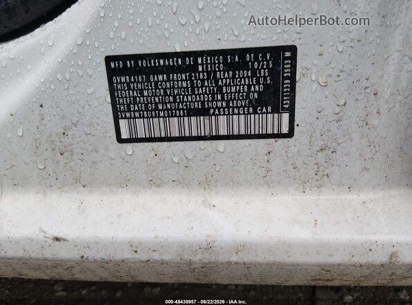 3VWBW7BU9TM017961 2026 VOLKSWAGEN JETTA White Vista del compartimento del motor