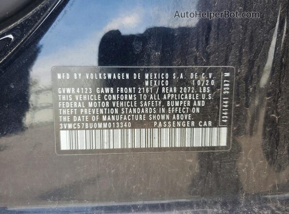 3VWC57BU0MM013340 2021 VOLKSWAGEN JETTA Черный 