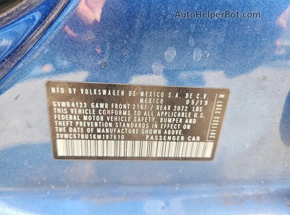 3VWC57BU1KM197510 2019 VOLKSWAGEN JETTA Blue 