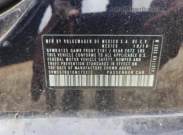 3VWC57BU1KM273372 2019 VOLKSWAGEN JETTA Black Շարժիչի բաժամունքի տեսք