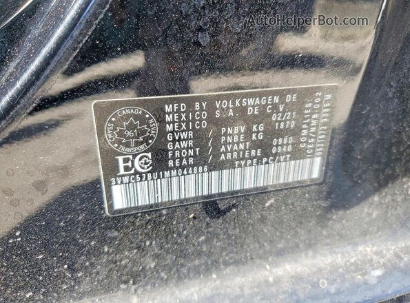 3VWC57BU1MM044886 2021 VOLKSWAGEN JETTA Черный Вид наклейки с VIN-кодом
