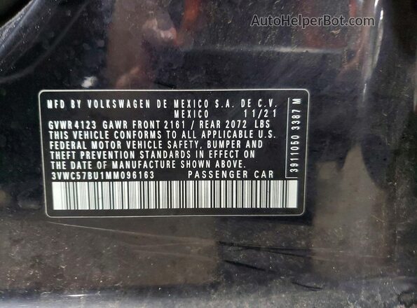 3VWC57BU1MM096163 2021 VOLKSWAGEN JETTA Black Շարժիչի բաժամունքի տեսք