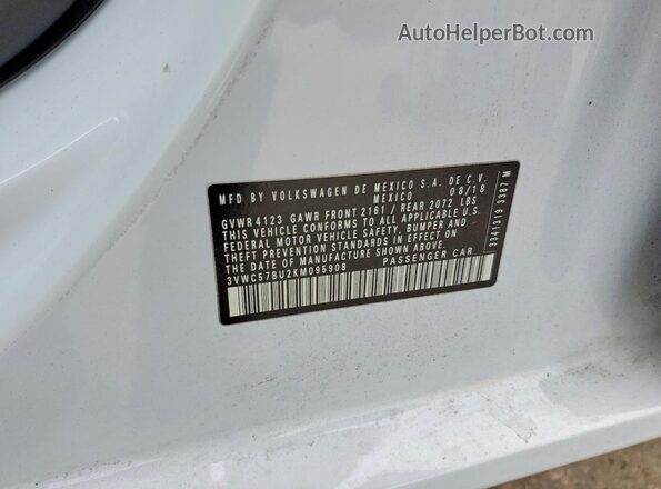 3VWC57BU2KM095908 2019 VOLKSWAGEN JETTA White 