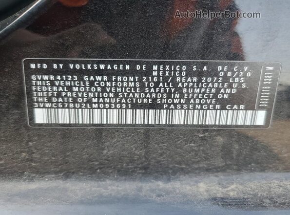 3VWC57BU2LM093691 2020 VOLKSWAGEN JETTA Black Vista del compartimento del motor