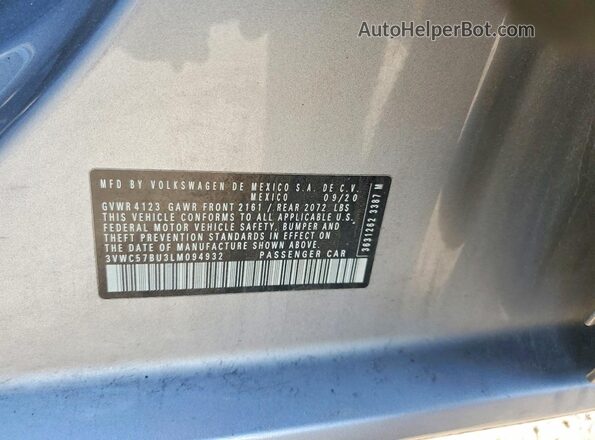 3VWC57BU3LM094932 2020 VOLKSWAGEN JETTA Silver Vista del compartimento del motor