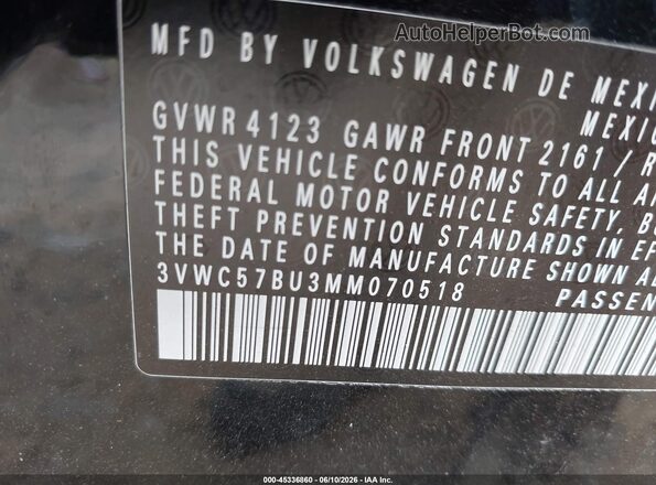 3VWC57BU3MM070518 2021 VOLKSWAGEN JETTA Black 