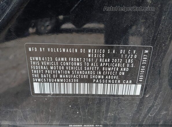 3VWC57BU4MM026396 2021 VOLKSWAGEN JETTA Black Widok komory silnika