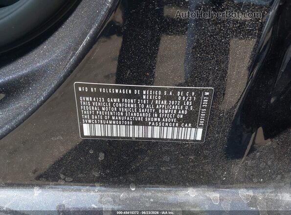 3VWC57BU4MM087098 2021 VOLKSWAGEN JETTA Black ძრავის განყოფილების ხედი
