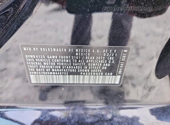 3VWC57BU5MM048732 2021 VOLKSWAGEN JETTA Black Շարժիչի բաժամունքի տեսք