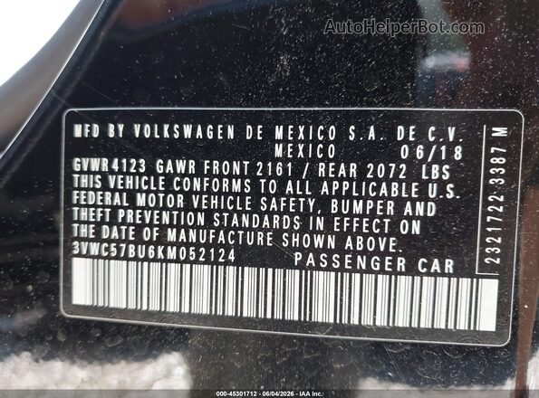 3VWC57BU6KM052124 2019 VOLKSWAGEN JETTA Black Widok komory silnika