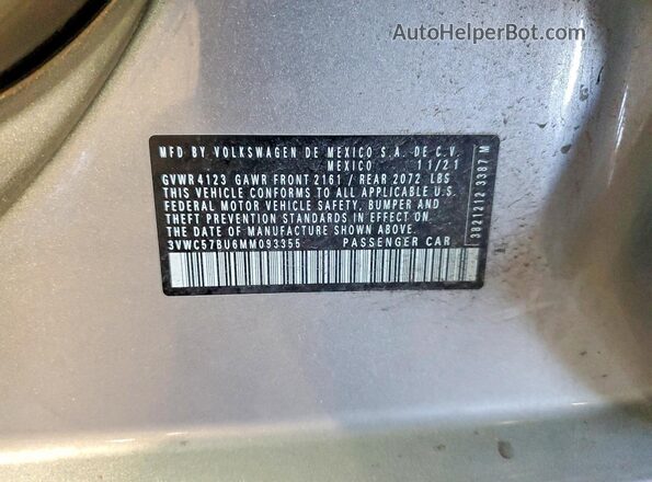 3VWC57BU6MM093355 2021 VOLKSWAGEN JETTA Silver Widok komory silnika