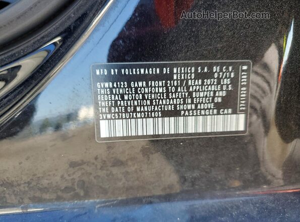3VWC57BU7KM071605 2019 VOLKSWAGEN JETTA Black 