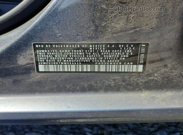 3VWC57BU7MM094529 2021 VOLKSWAGEN JETTA Gray Vista del compartimento del motor
