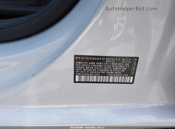 3VWC57BU8KM010005 2019 VOLKSWAGEN JETTA White Շարժիչի բաժամունքի տեսք