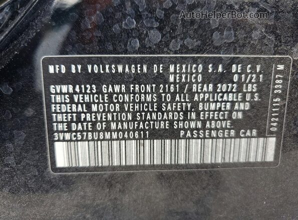 3VWC57BU8MM040611 2021 VOLKSWAGEN JETTA Black 