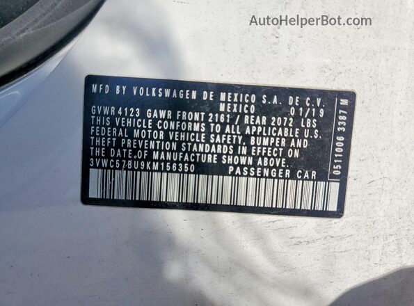 3VWC57BU9KM156350 2019 VOLKSWAGEN JETTA White Widok komory silnika