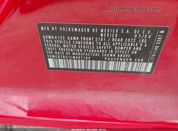 3VWCB7BU1LM067186 2020 VOLKSWAGEN JETTA Красный Вид подкапотного пространства